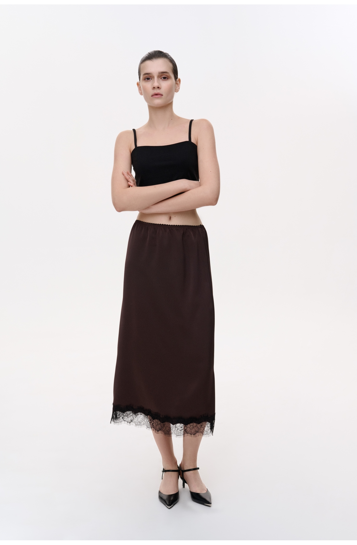 ШОВКОВА СПІДНИЦЯ МІДІ З МЕРЕЖИВОМ 1240 зображення 27