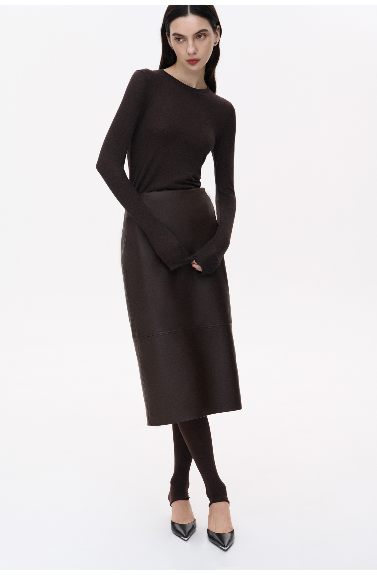 МІДІ СПІДНИЦЯ З ЕКО-ШКІРИ 1242 зображення 6