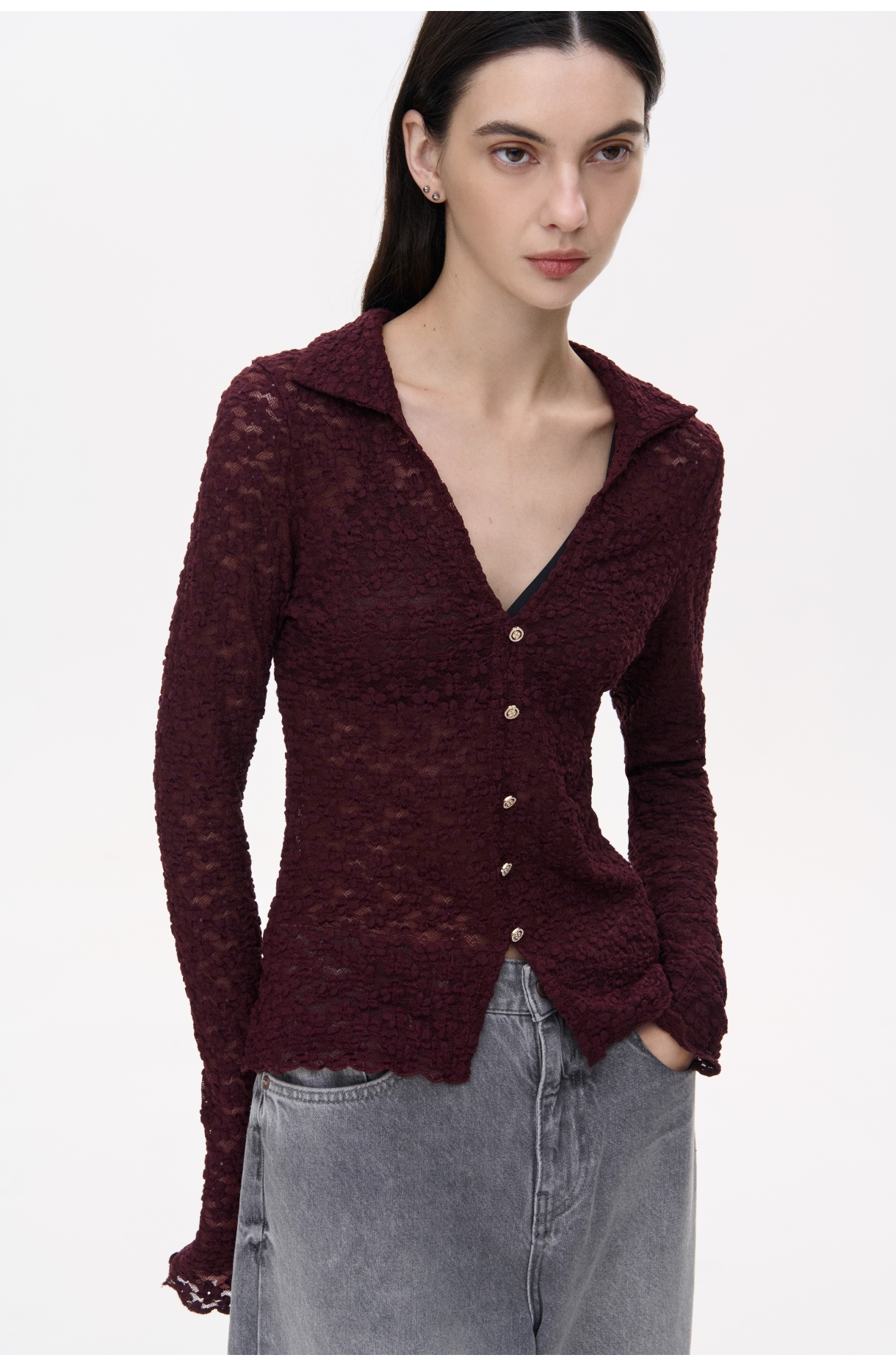 СОРОЧКА З МЕРЕЖИВНОГО ТРИКОТАЖУ 1235 зображення 2