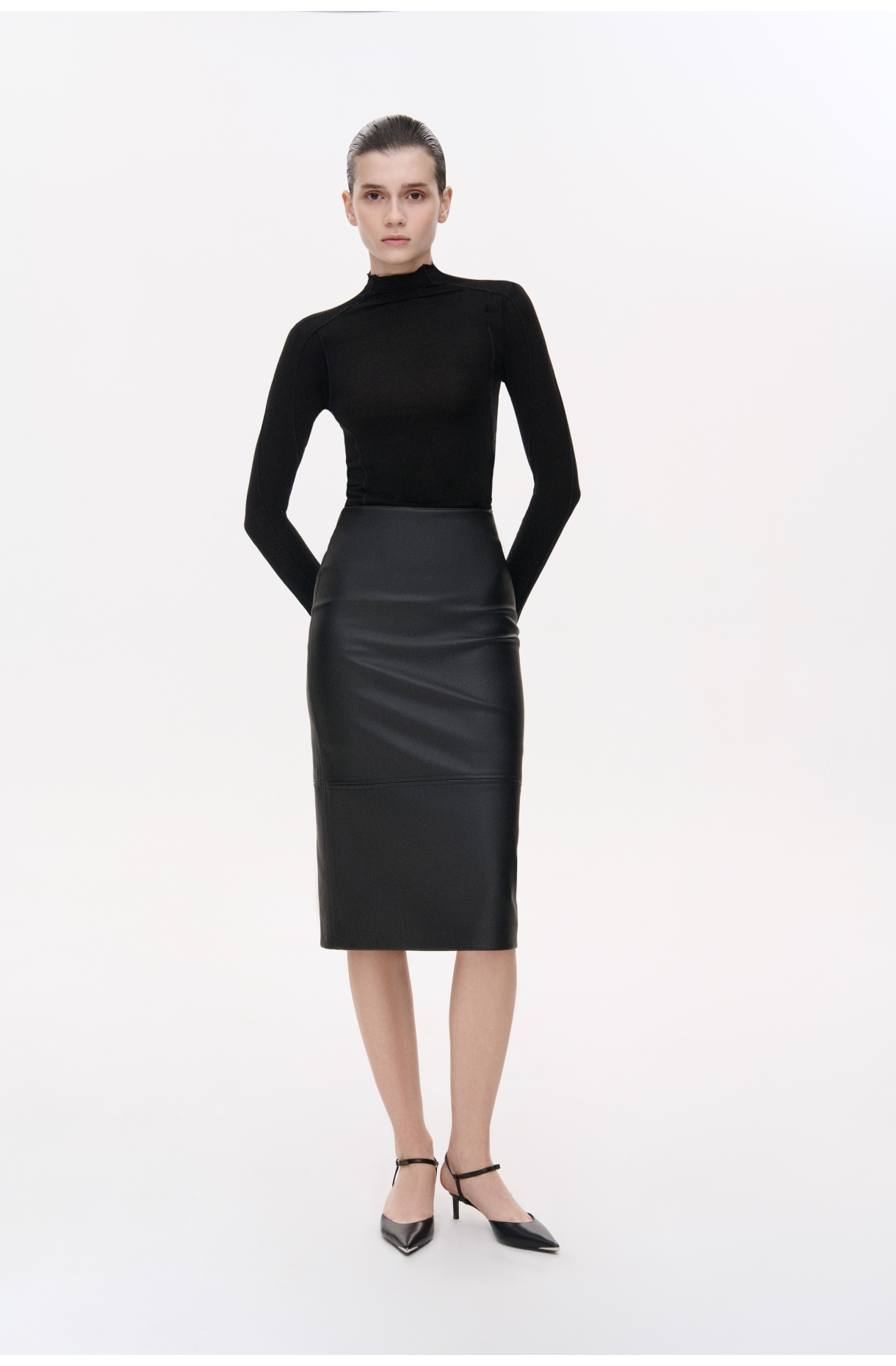 МІДІ СПІДНИЦЯ З ЕКО-ШКІРИ 1242 зображення 5