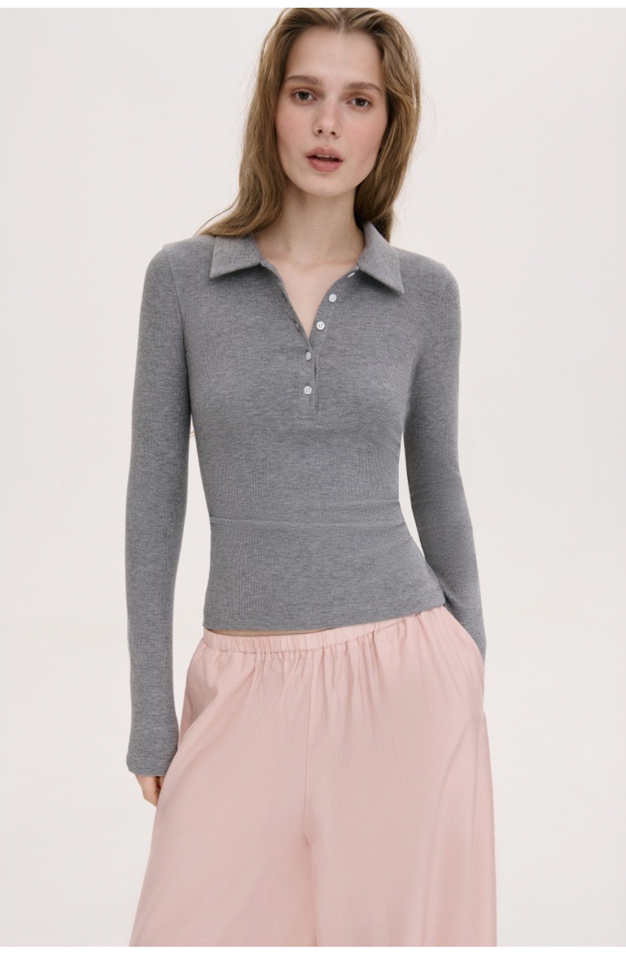 МІНІМАЛІСТИЧНИЙ ЛОНГСЛІВ-ПОЛО ОБТИСЛОГО  КРОЮ 1212-2 зображення 9