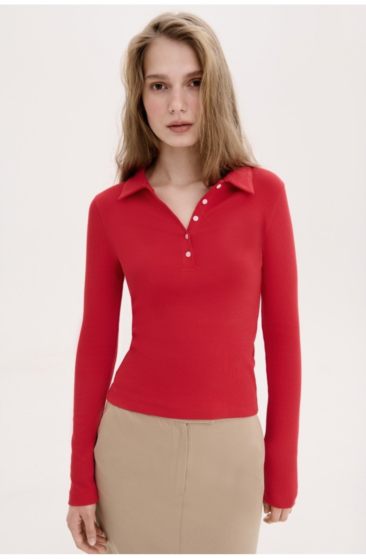 МІНІМАЛІСТИЧНИЙ ЛОНГСЛІВ-ПОЛО ОБТИСЛОГО  КРОЮ 1212-2 зображення 13