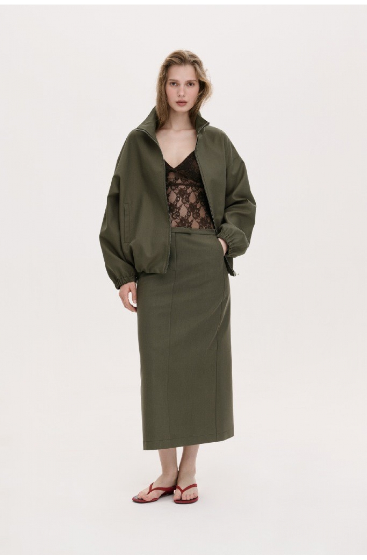 СПІДНИЦЯ ПРЯМОГО СИЛУЕТУ ДОВЖИНИ МІДІ З СЕРЕДНЬОЮ ПОСАДКОЮ 1261 зображення 21