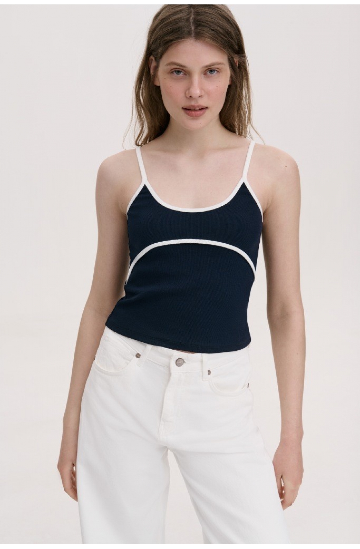 ТРИКОТАЖНИЙ ТОП НА ТОНКИХ БРЕТЕЛЯХ 1269 зображення 34