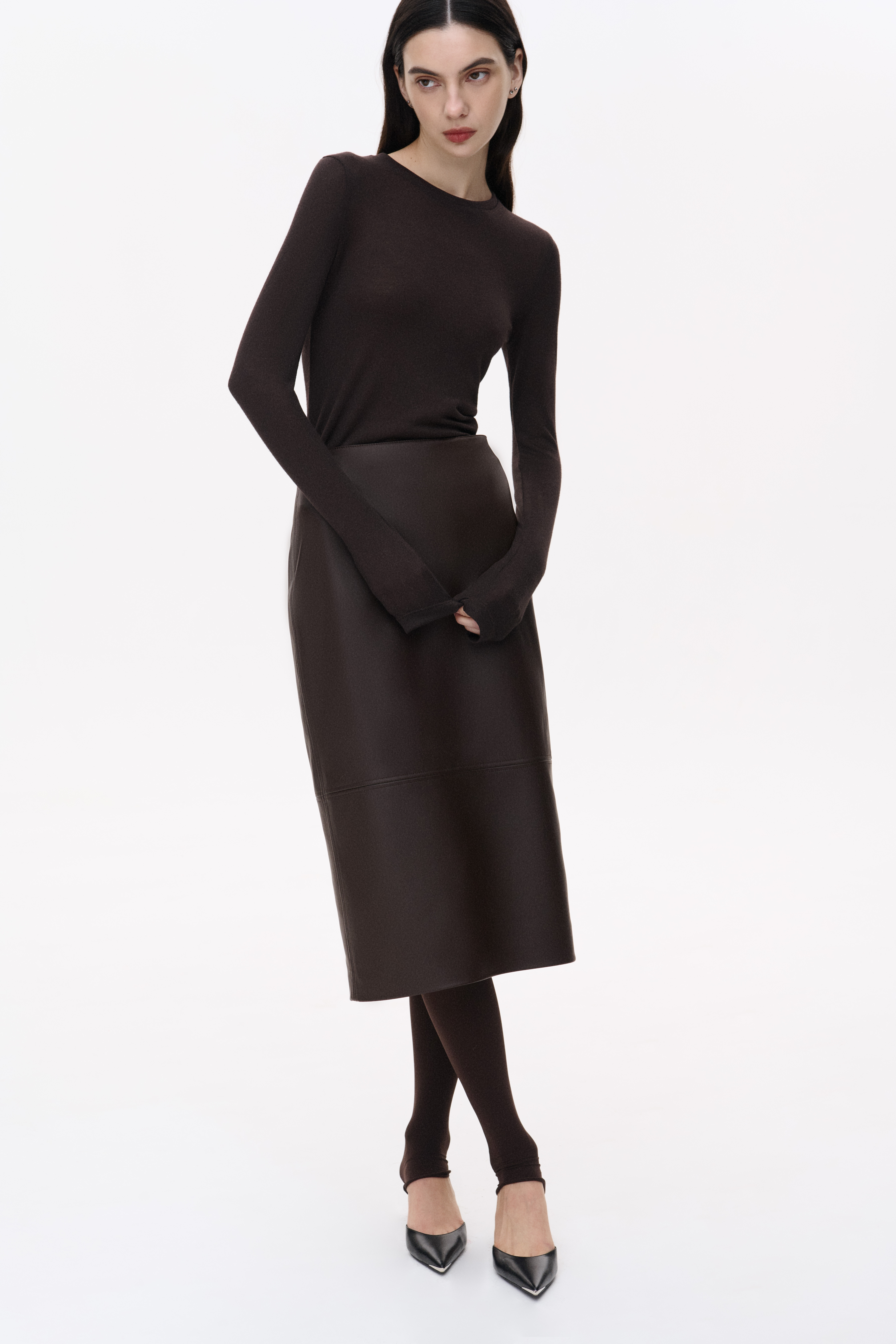 МІДІ СПІДНИЦЯ З ЕКО-ШКІРИ 1242 зображення