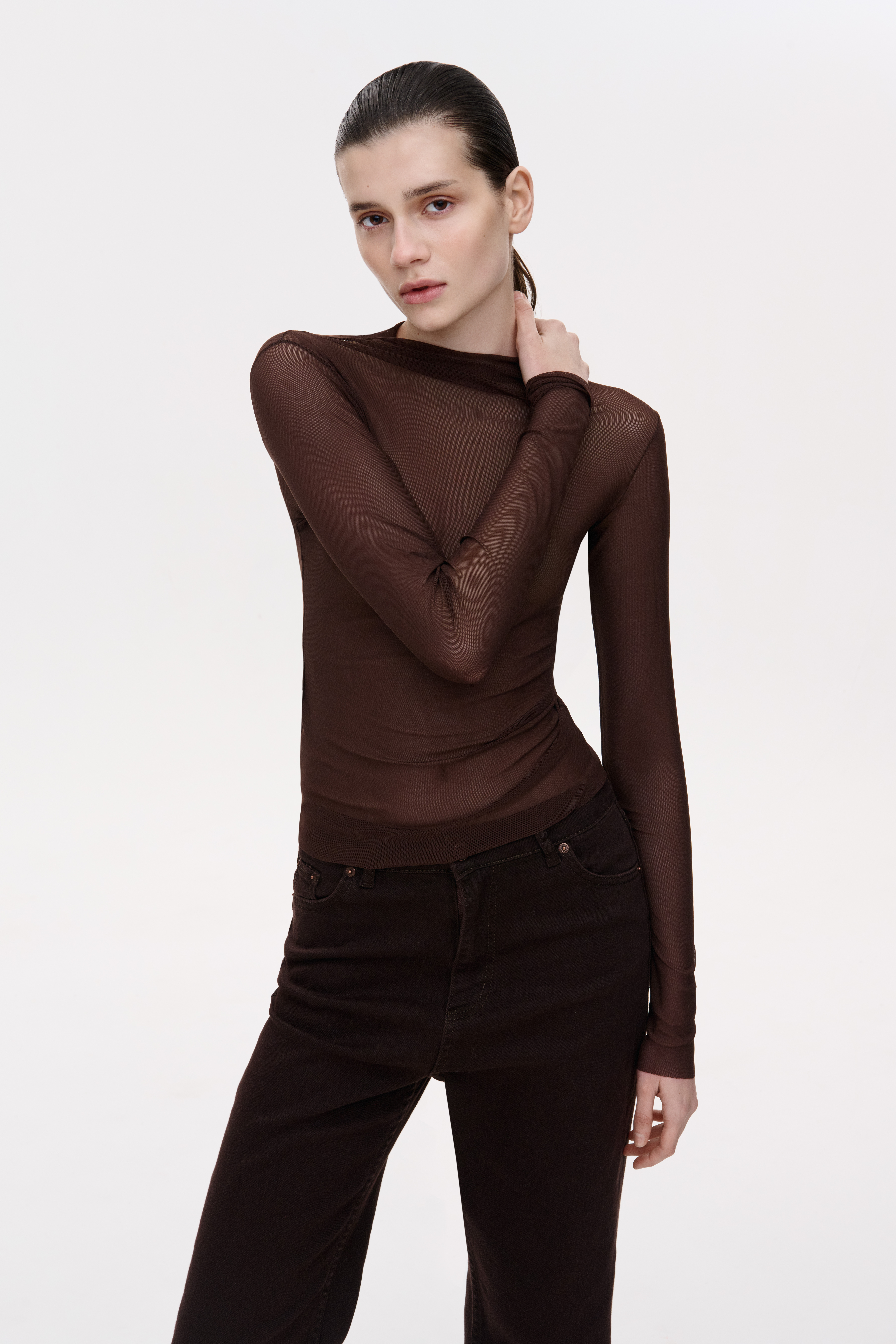 НАПІВПРОЗОРИЙ ТОП З ДОВГИМ РУКАВОМ 1141 зображення 1